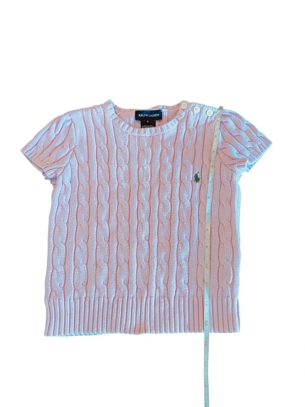 Ralph Lauren Baby Pink Cable Knit Short Sleeve Sweater Top Size 6